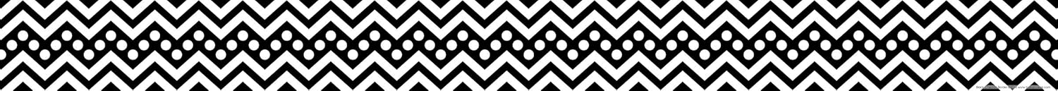 Barker Creek Double-Sided Border 2-Pack, Black Chevron, Decorate Galore with 70' of Border