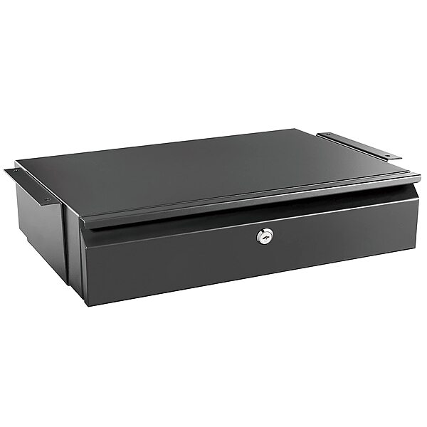 Mount-It! Under Desk Pull-Out Drawer with Lock and 2 Keys Included | Office Storage Organizer | Mounts to Desktops Tables and Workbenches Over 0.71 Inches Thick | Matte Black Lockable