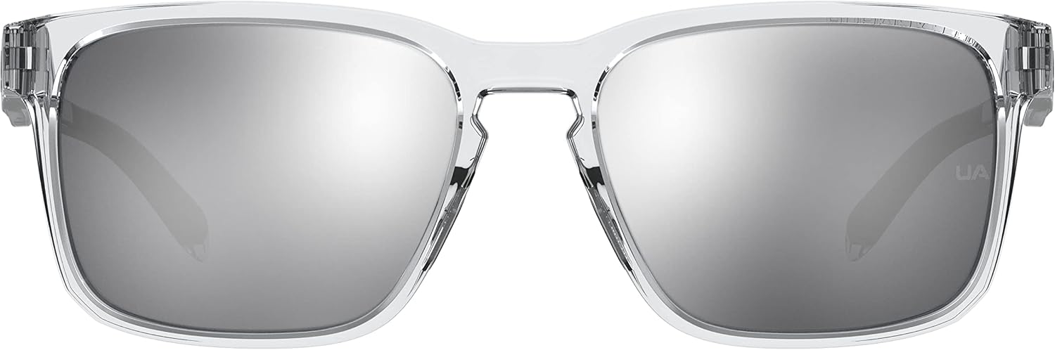 Under Armour Men's Ua Assist 2 Rectangular Sunglasses Crystal/Silver Multilayer 57 Millimeters