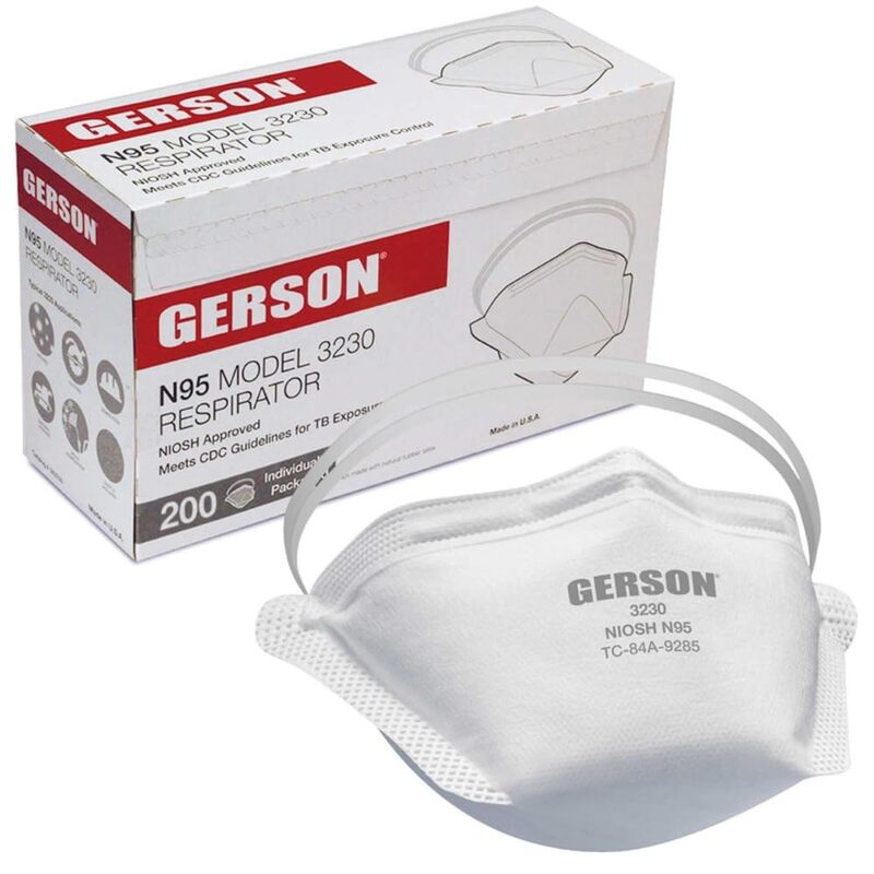 GERSON N95 Pouch Respirator, Made in U.S.A. 4 Boxes, 50 Mask Per Box