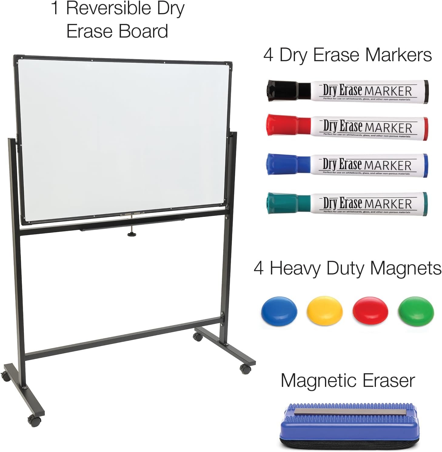 Excello Global Products 48"x32" Reversible Magnetic Dry-Erase Whiteboard on Wheels
