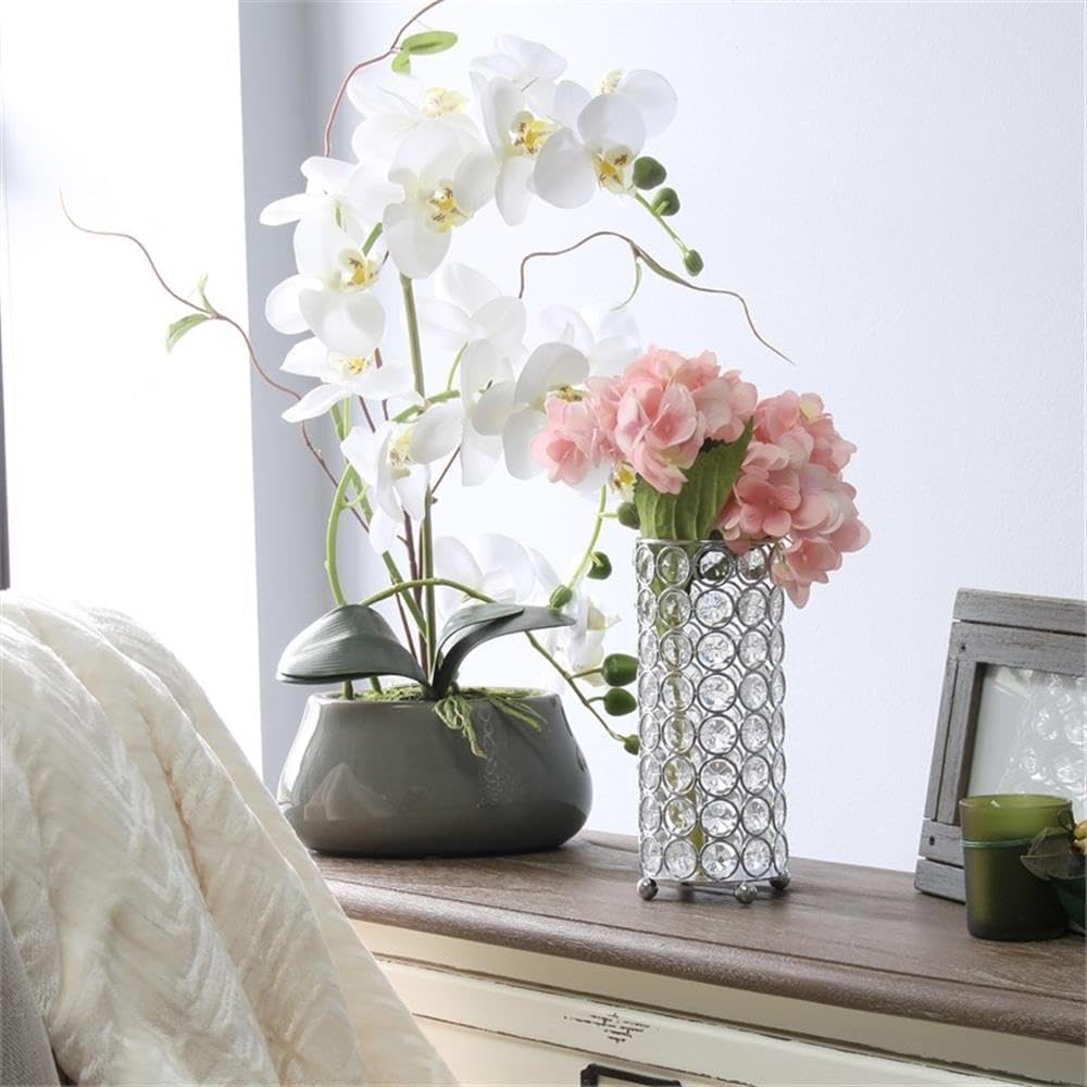 Elegant Designs HG1003-CHR Elipse Crystal Decorative Flower Vase, Candle Holder, Wedding Centerpiece, 7.5 Inch