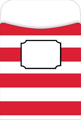 BARKER CREEK Peel & Stick Library Pockets, Wide Stripes, 3 Designs, Great for Holding Library, Index, and Flash Cards, Hall Passes, Recipes, and More! 3-1/2" x 5-1/8", 30 per Pkg (1246), Assorted