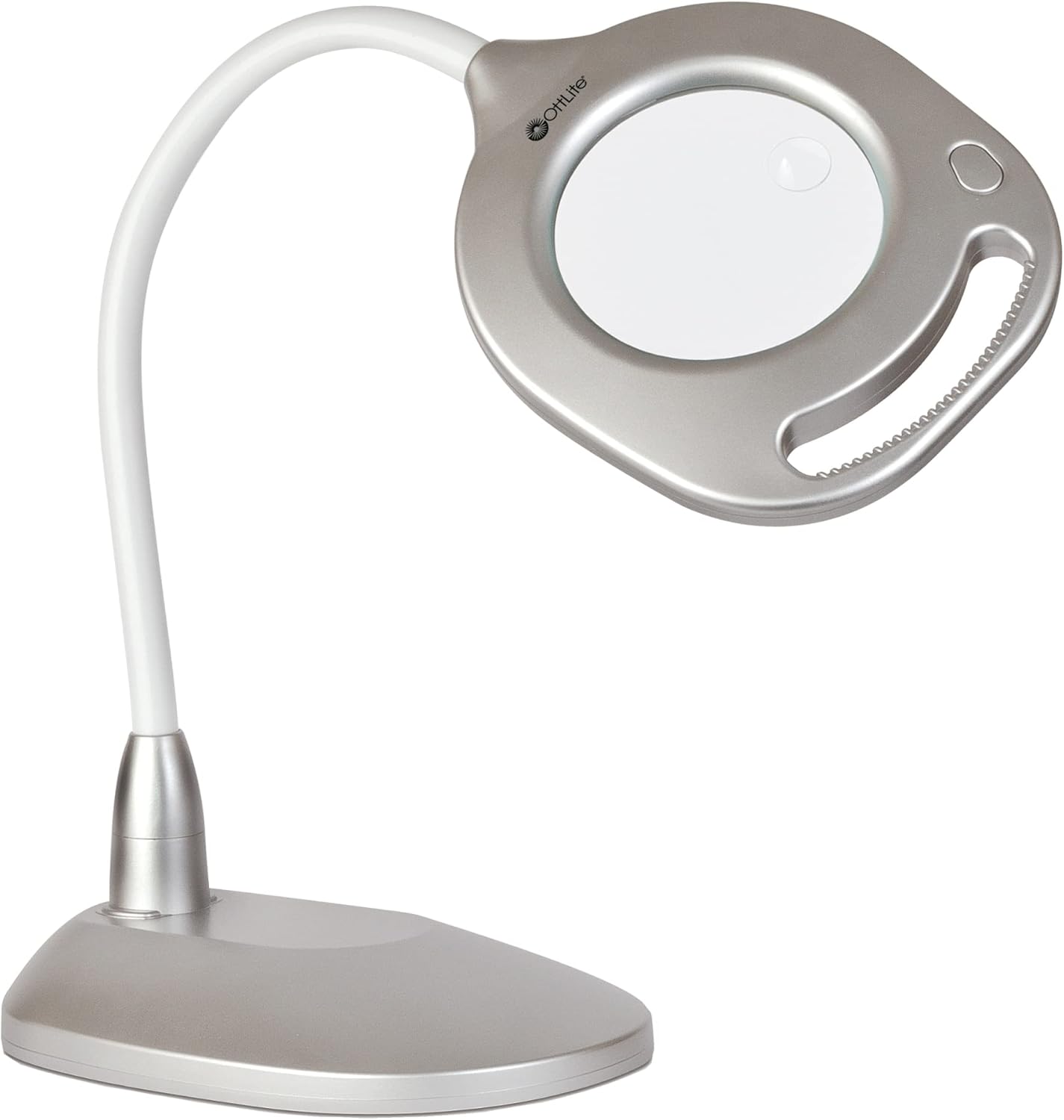 OttLite 2-in-1 LED Magnifier Floor & Table Light, Clearsun, Silver