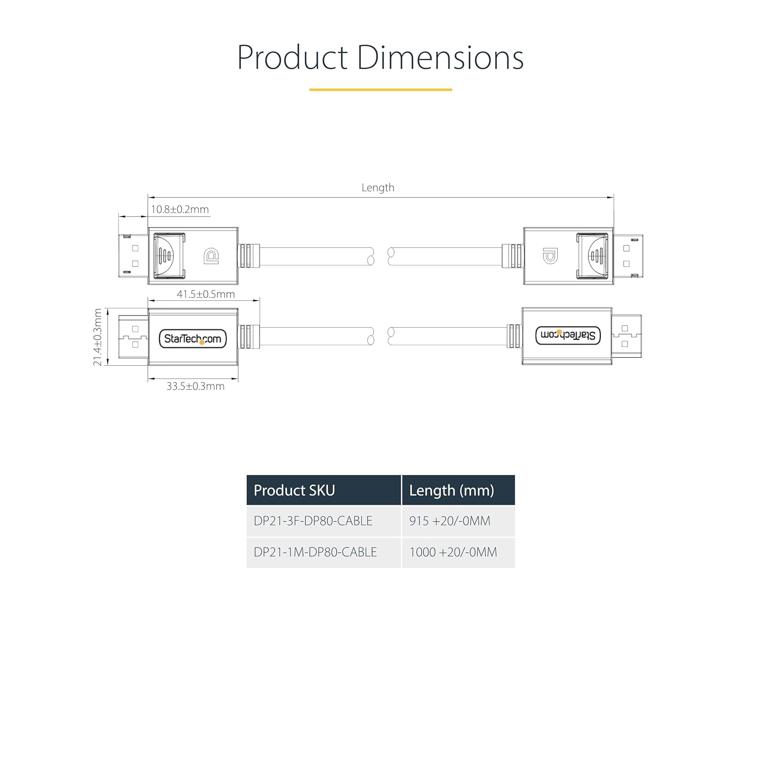 StarTech.com VESA-Certified DisplayPort 2.1 Cable (Male-to-Male)