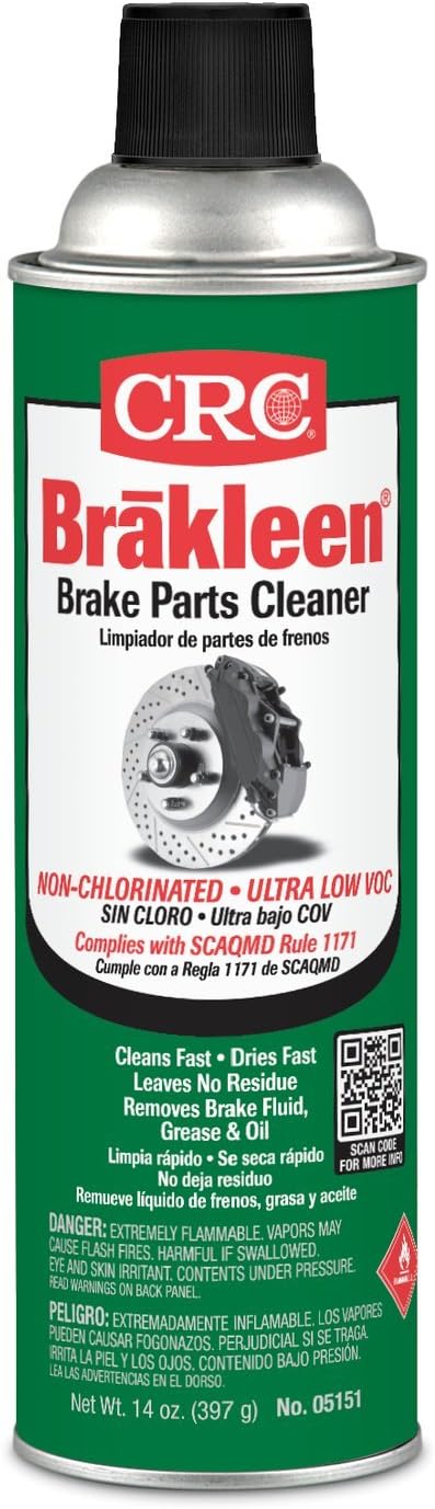 CRC Brakleen 1003739 Brake Cleaner Spray Non-Chlorinated Ultra Low VOC, SCAQMD #1171 Compliant, 14 oz, [1 Pack]