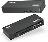 Plugable USB C Triple Display Docking Station with Laptop Charging, for Thunderbolt, USB4, or USB-C Systems