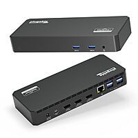 Plugable USB C Triple Display Docking Station with Laptop Charging, for Thunderbolt, USB4, or USB-C Systems