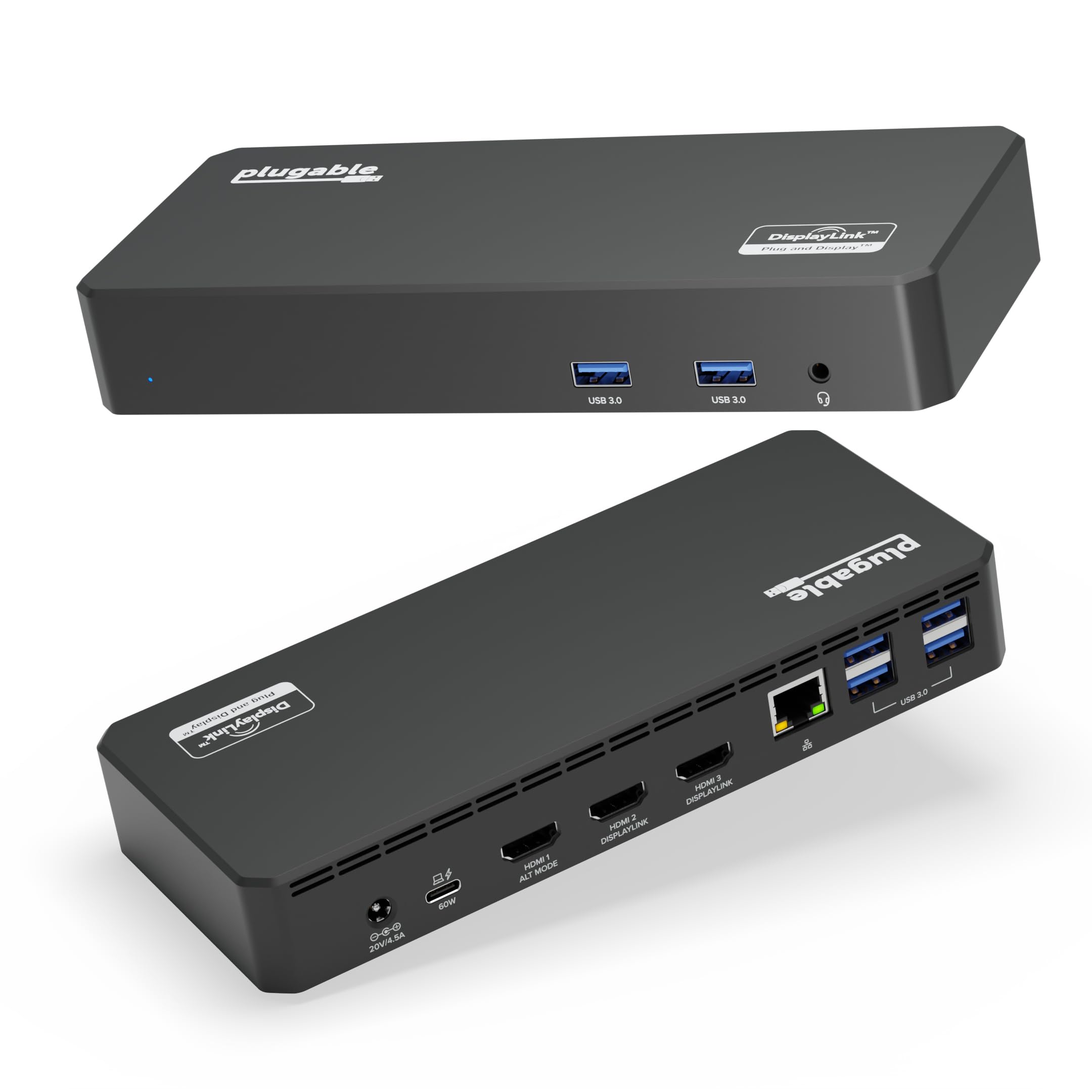 Plugable USB C Triple Display Docking Station with Laptop Charging, for Thunderbolt, USB4, or USB-C Systems