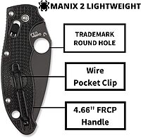 Spyderco Manix 2 Folding Knife with Ball Bearing Lock - PlainEdge