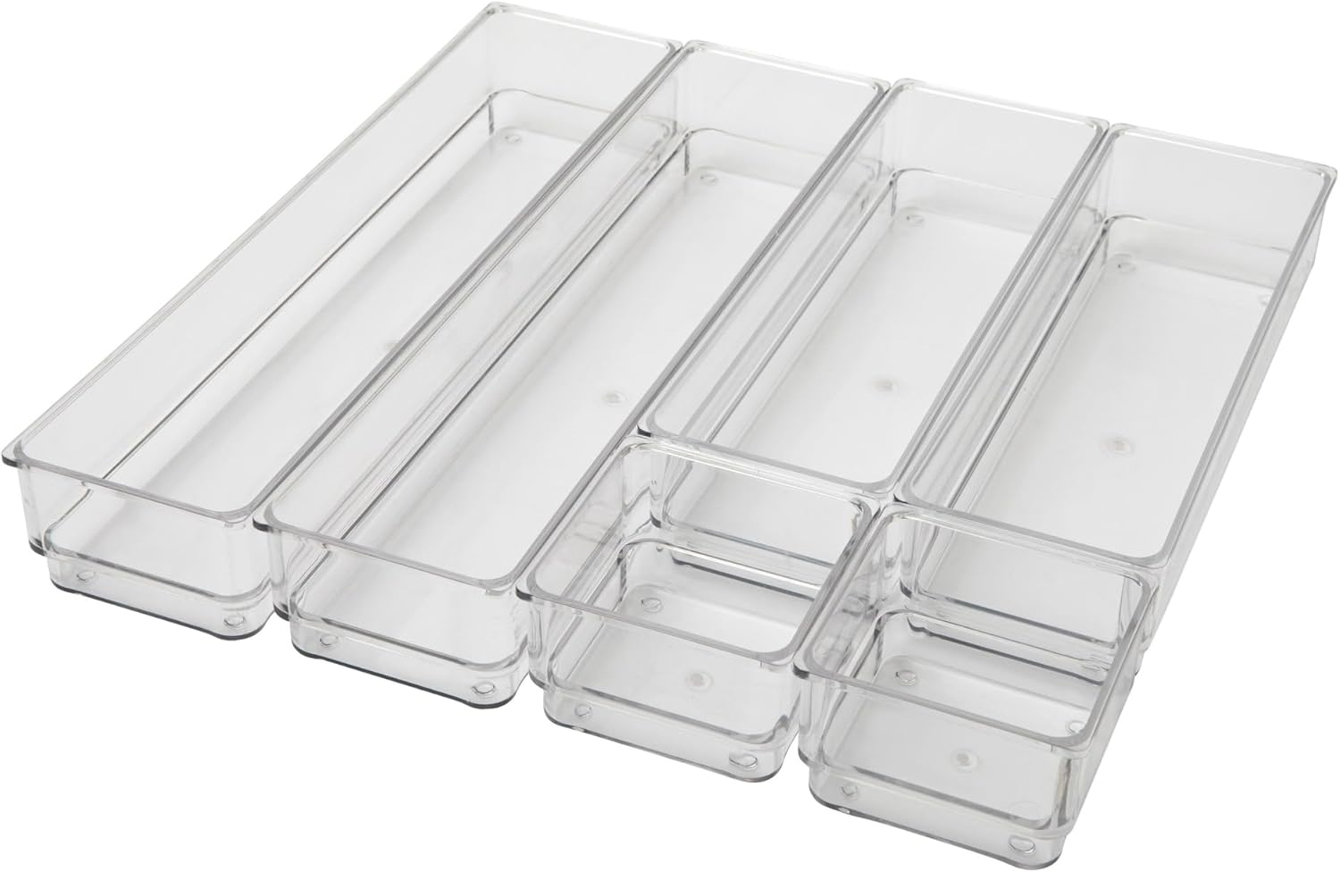 Martha Stewart Plastic Stackable Office Desk Drawer Organizers, Set of 6