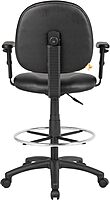 Boss Office Products B1691-CS Stand Up Caressoft Drafting Stool with Adjustable Arms in Black Black Vinyl Adjustable Arms