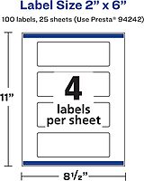 AVERY Durable Waterproof Rectangle Labels, Sure Feed Technology, 2" x 6", Print-to-The-Edge, Laser/Pigment-Based Inkjet Printable