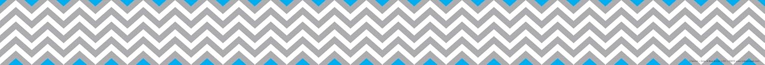 Barker Creek Double-Sided Border, Chevron Gray & Blue, for Bulletin Boards, Reception Areas, Halls, Break Rooms, Office
