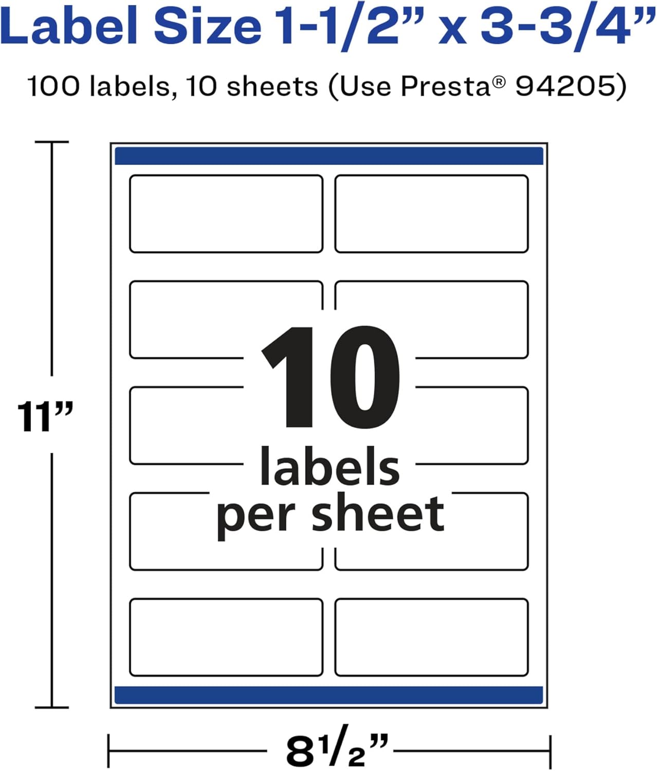 Avery Glossy White Rectangle Labels, Sure Feed Technology, 1.5" x 3.75", 100 Glossy White Labels, Print-to-The-Edge