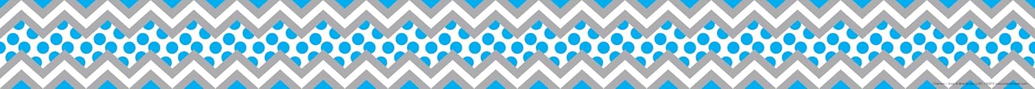 Barker Creek Double-Sided Border, Chevron Gray & Blue, for Bulletin Boards, Reception Areas, Halls, Break Rooms, Office