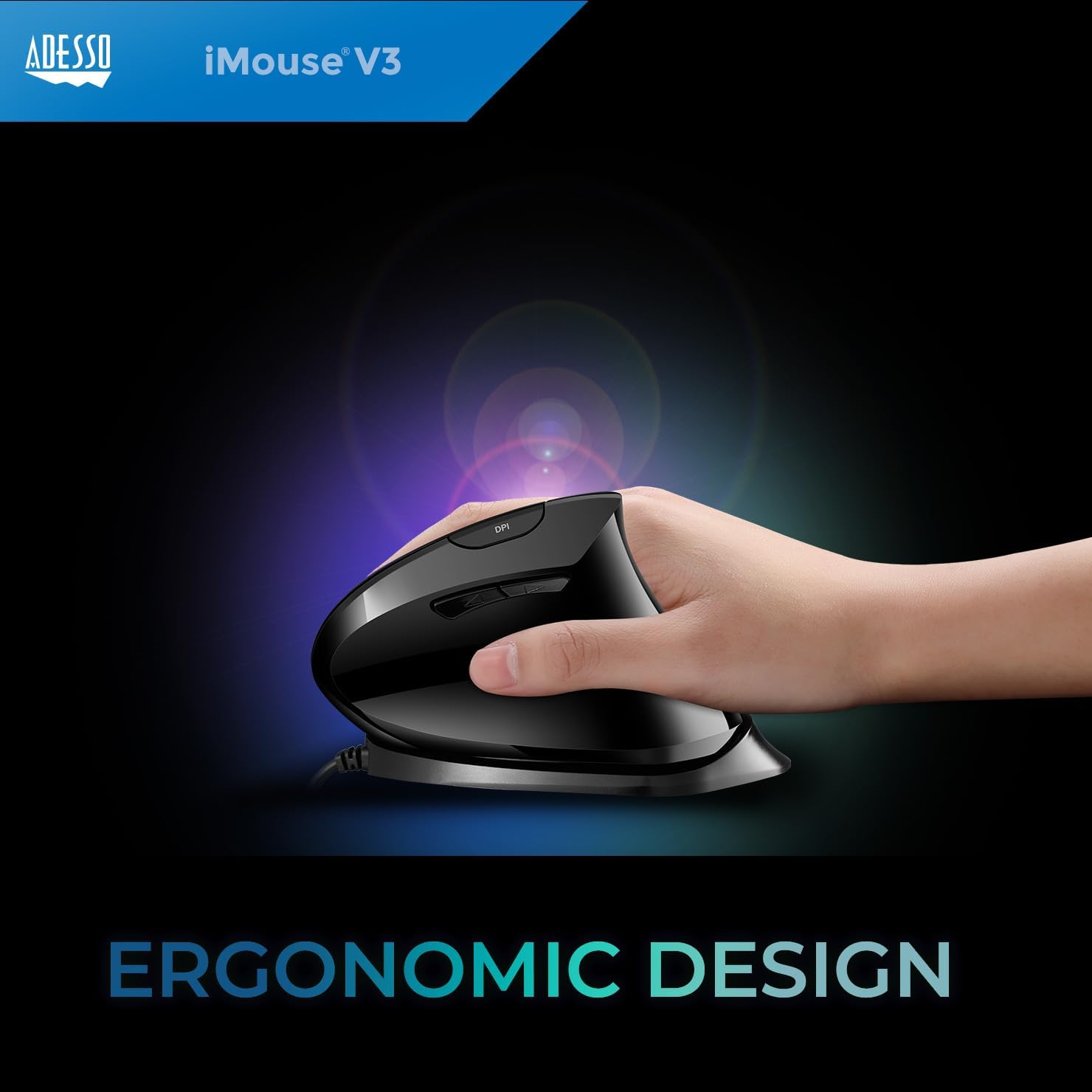 iMouse V3-TAA USB Adjustable Wrist Angle Vertical Ergonomic Mouse Made in Taiwan (TAA Compliant)