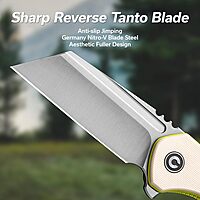 CIVIVI ExOne Folding Pocket Knife, 2.94" Nitro-V Reverse Tanto, G10 Handle