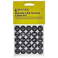 Blue Sea Systems 4230 Push Button Switch Label Kit , Black