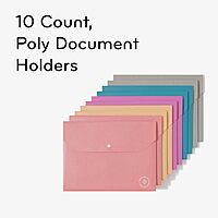 U Brands U-Eco Poly Document Holders, Set of 10, Assorted Brights, Single Pocket, Letter Size (6601U01-12)