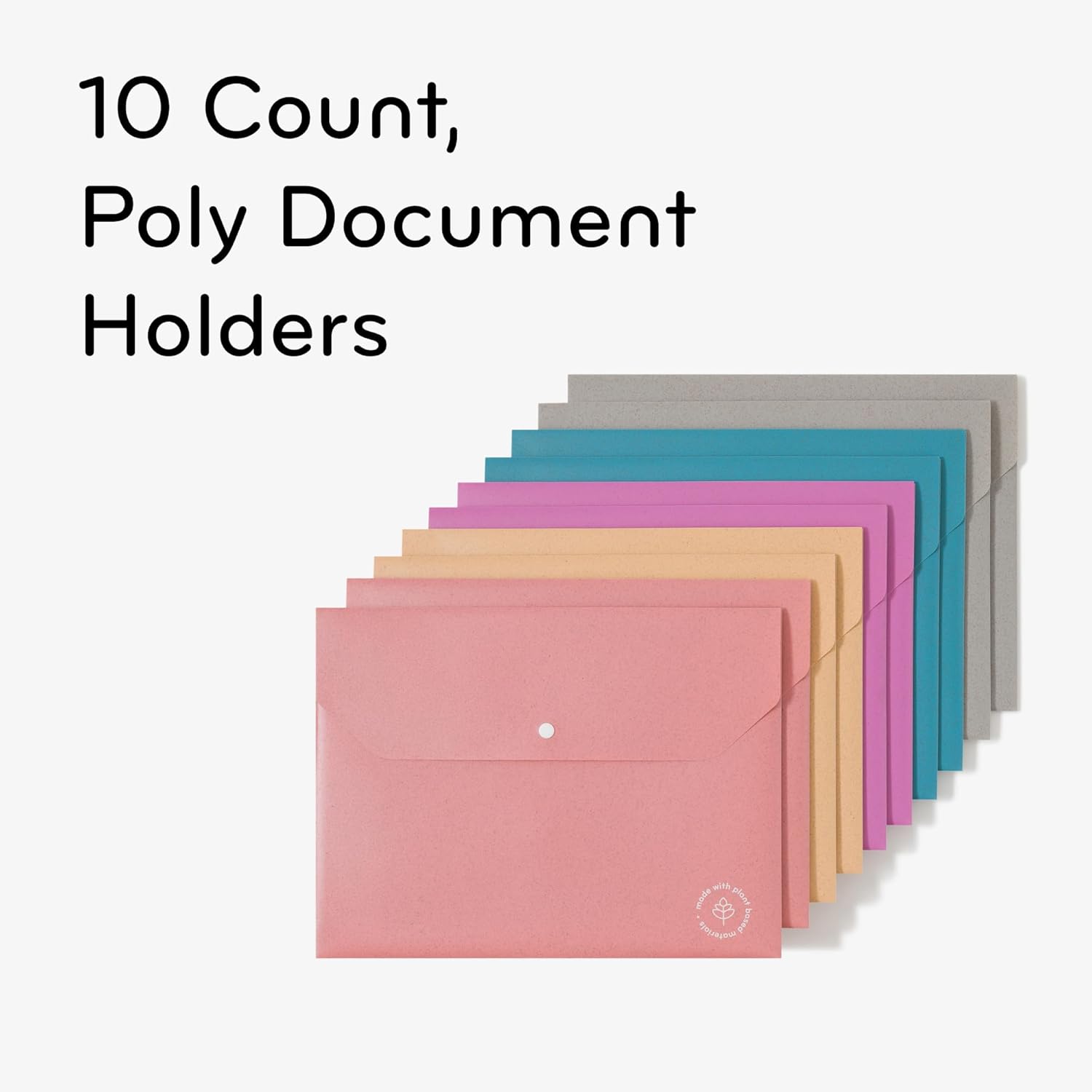 U Brands U-Eco Poly Document Holders, Set of 10, Assorted Brights, Single Pocket, Letter Size (6601U01-12)