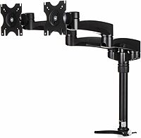 StarTech.com Desk Mount Dual Monitor Arm - Articulating - Supports Monitors 12'' to 24" (29.9lb/13.6kg) - Adjustable VESA Monitor Arm - Grommet or Desk Mount - Black (ARMDUAL)