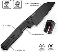 CIVIVI Hid Folding Pocket Knife, 4.14" Sharp 14C28N Blade G10 Handle Nested Liner Lock Kitchen Knife with Thumb Stud Opener, Ideal for Outdoor Use Camping Hiking and EDC C23008-1, Black