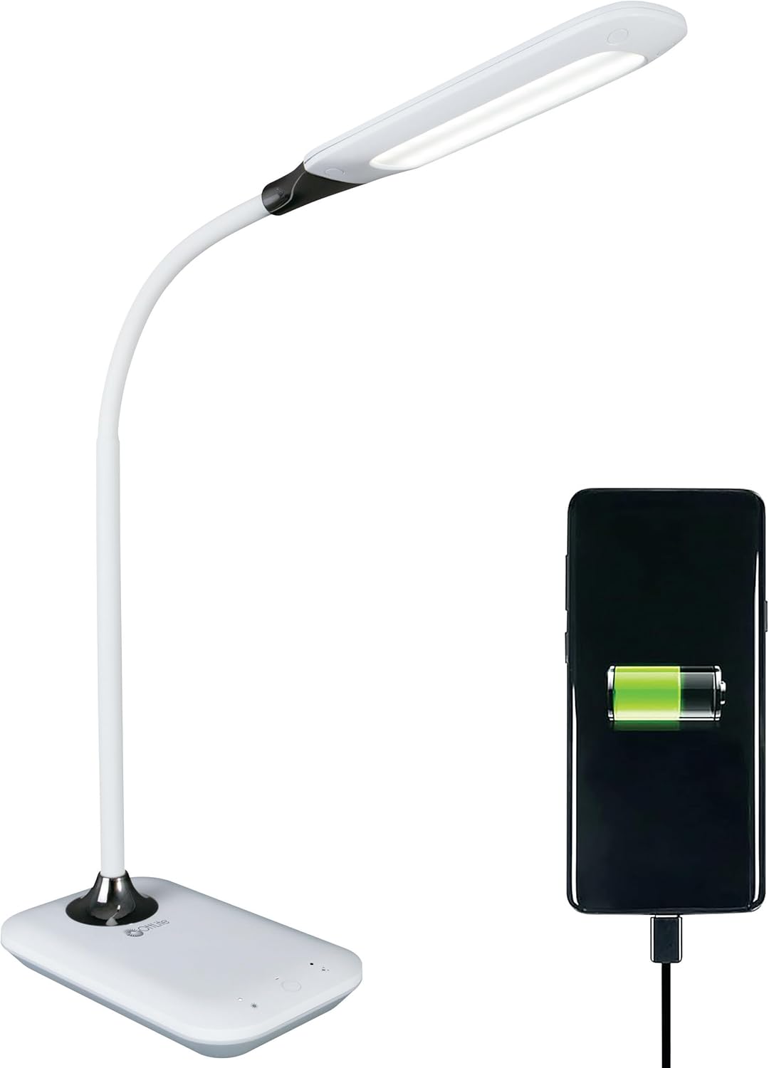 OttLite Enhance LED Sanitizing Desk Lamp with USB Charging – Eliminates up to 99.9% of Bacteria, Touch Activated