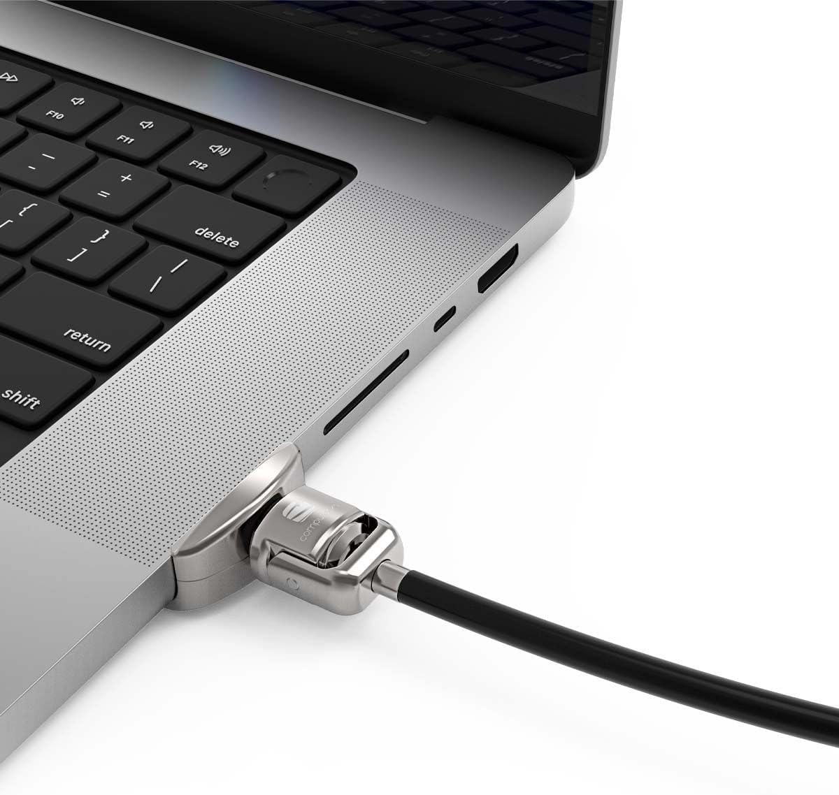 Compulocks Ledge Lock Adapter and keyed Cable Lock for M1, M2, M3, & M4 MacBook Pro 16" Silver