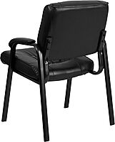 Flash Furniture Haeger LeatherSoft Tufted Executive Reception Chair with Padded Armrests, Upholstered Side Chair for Living Room or Office, Black Black Leathersoft/Black Frame