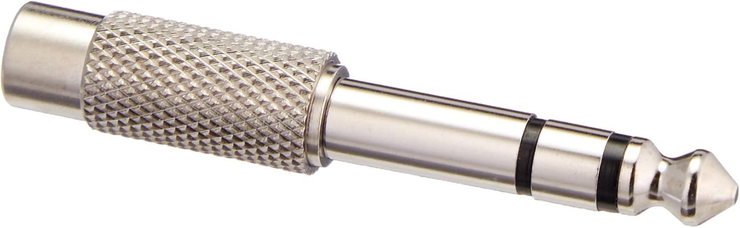 C2G Legrand 6.3mm Stereo Male to RCA Female Audio Adapter, Silver Stereo Plug Adapter, 1 Count, C2G 40640