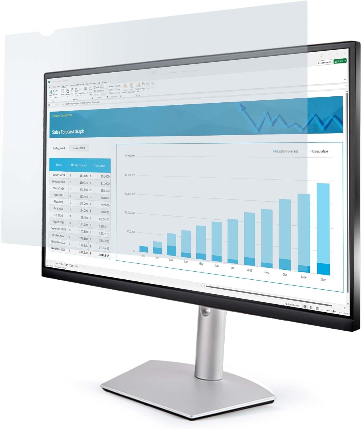 StarTech.com 24-inch Anti-Blue Light Screen Filter for Monitors, TAA Compliant