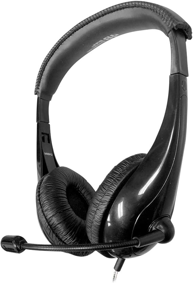 Hamilton Buhl Motiv8 Mid-Sized Headset With Gooseneck Mic And In-line Volume Control - Stereo - Wired - M8BK2
