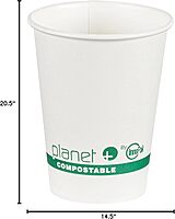 Planet+ 100% Compostable PLA Laminated Hot Cup, 12-Ounce, 1000-Count Case