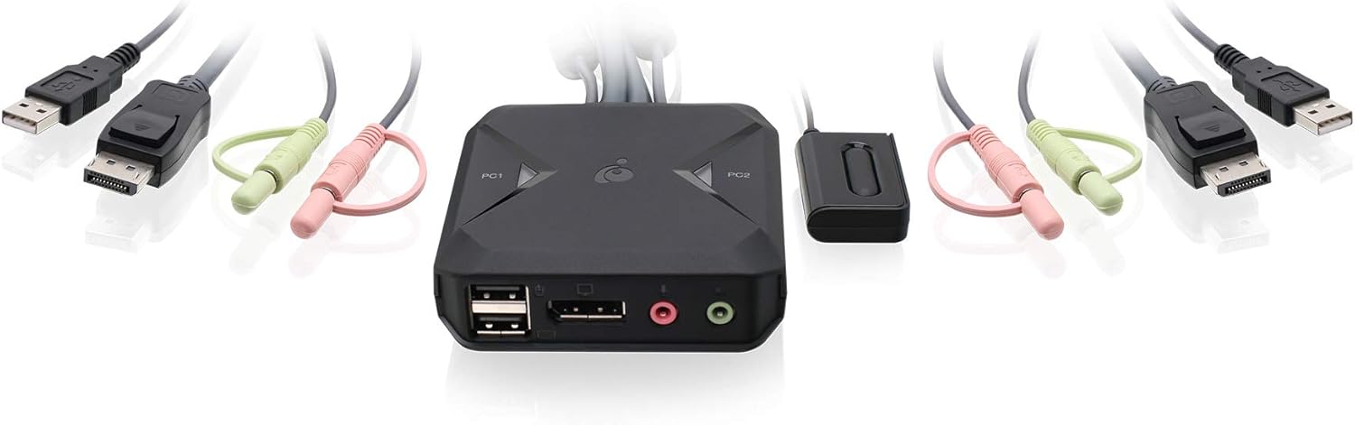 IOGEAR 2-Port USB Cable KVM Switch with Audio, Plug n Play