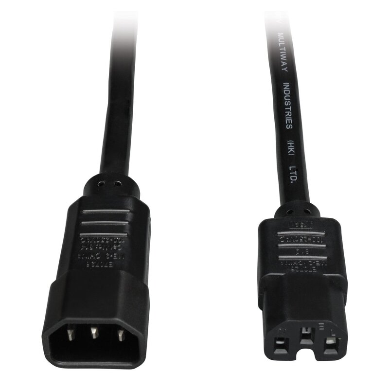 Tripp Lite C14 to C15 Heavy-Duty Power Cord, 14 AWG, 15A
