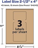 Avery Kraft Brown Rectangle Labels, Sure Feed Technology, 2.5 x 4, Print-to-The-Edge, Laser/Inkjet Printable