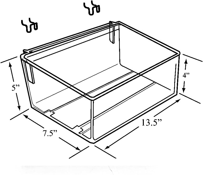 AZAR DISPLAYS Adjustable Divider Bin for Pegboard/Slatwall, Clear