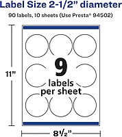 AVERY Durable Waterproof Round Labels, Sure Feed Technology, 2.5" Diameter