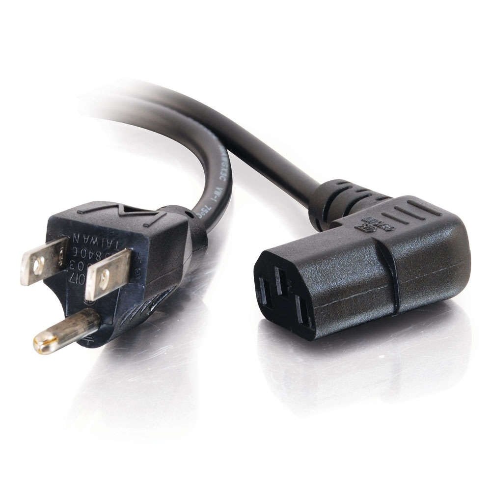 C2G Right-Angle AC Power Cord NEMA 5-15P to IEC C13 18 AWG