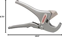 RIDGID 23498 Model RC-1625 Aluminum Ratchet Action 1/8" to 1-5/8" Plastic Pipe And Tubing Cutter, Silver, Small