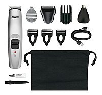 Conair ConairMan 13-Piece All-In-One Hair, Nose And Ear Grooming System, 1ft, Silver/Black