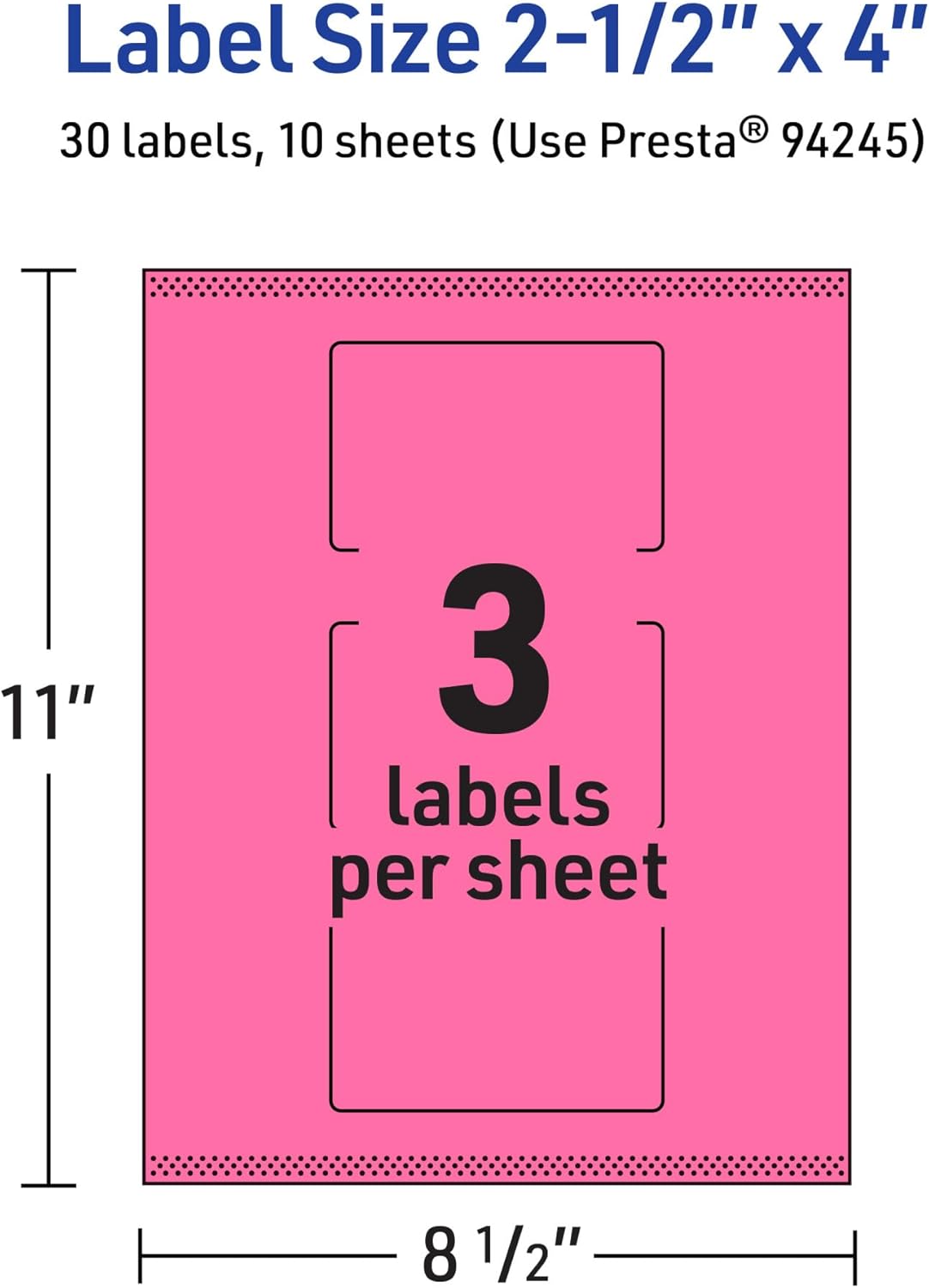 AVERY Printable Rectangle Labels, Sure Feed Technology, 2.5 x 4, Bright Pink, Print-to-The-Edge, Laser/Inkjet Printable