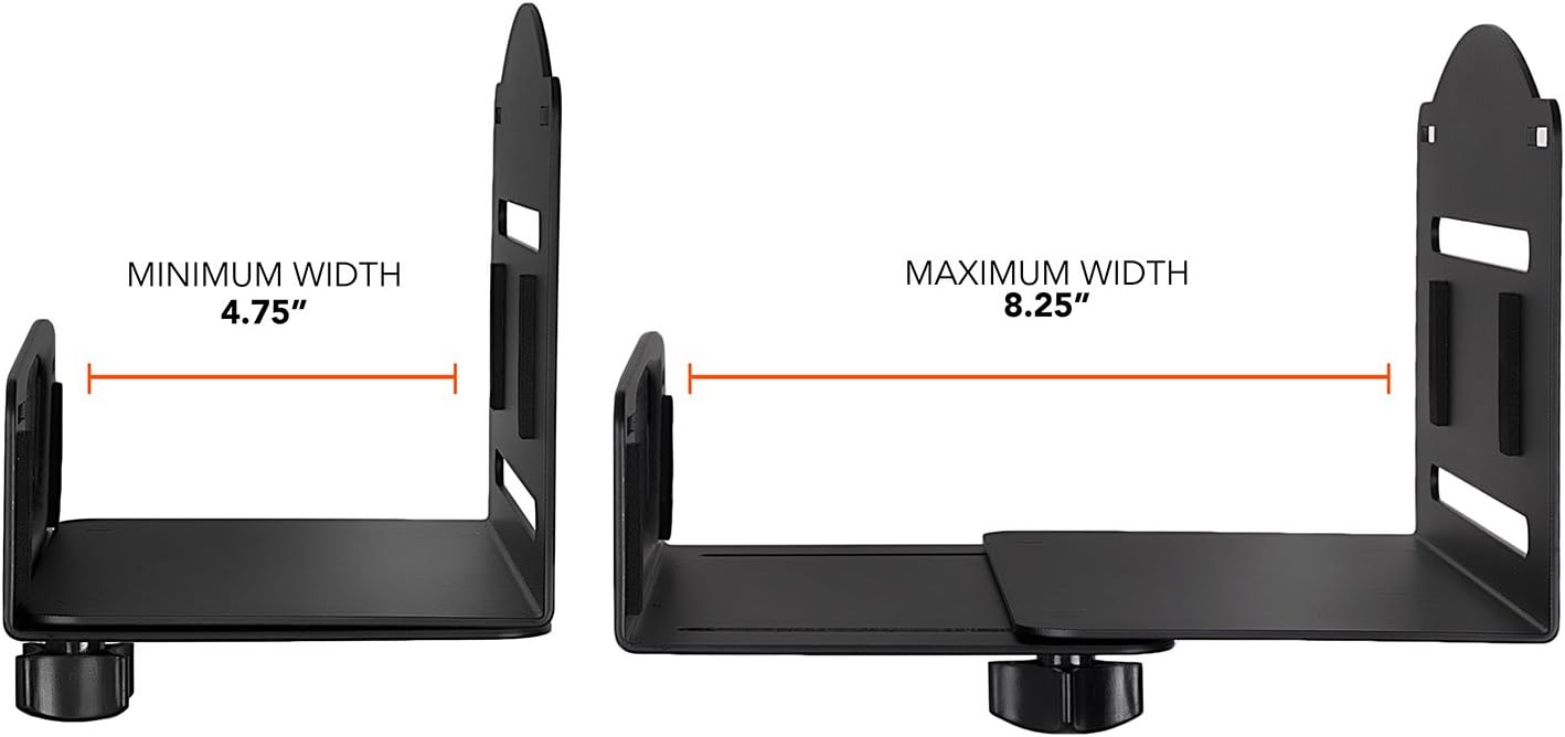 Mount-It! CPU Wall Mount Bracket, Desktop Computer Tower Holder with Safety Straps, Heavy Duty Size Adjustable CPU Holder