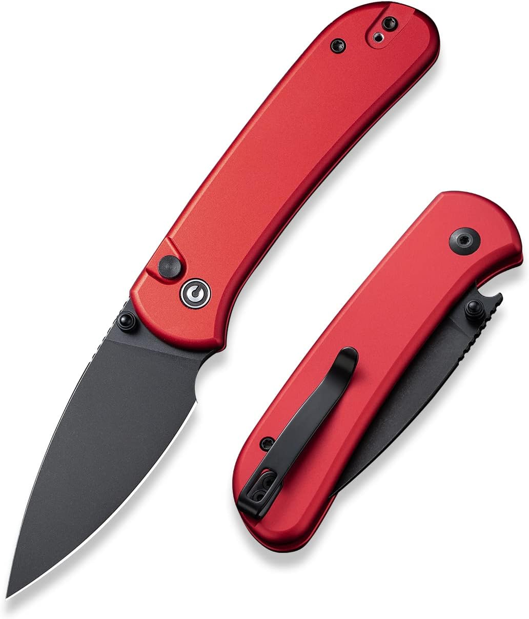 CIVIVI Qubit Pocket Folding Knife, Button Lock & Thumb Stud, 2.98" Blade, Aluminum Handle