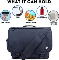 J World New York Thomas Laptop Messenger Bag for Women & Men. Kids Computer Bookbag Black