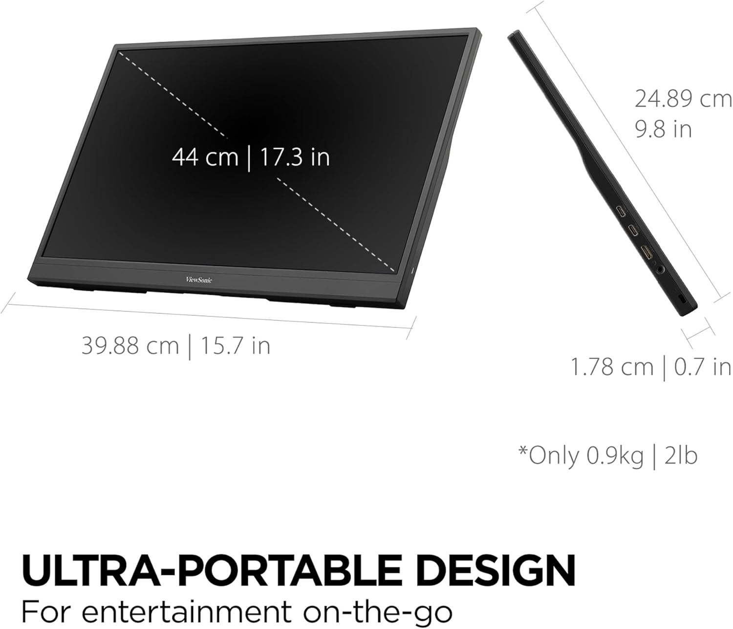 VIEWSONIC Portable 1080p IPS Monitor with 60W USB-C and Mini HDMI