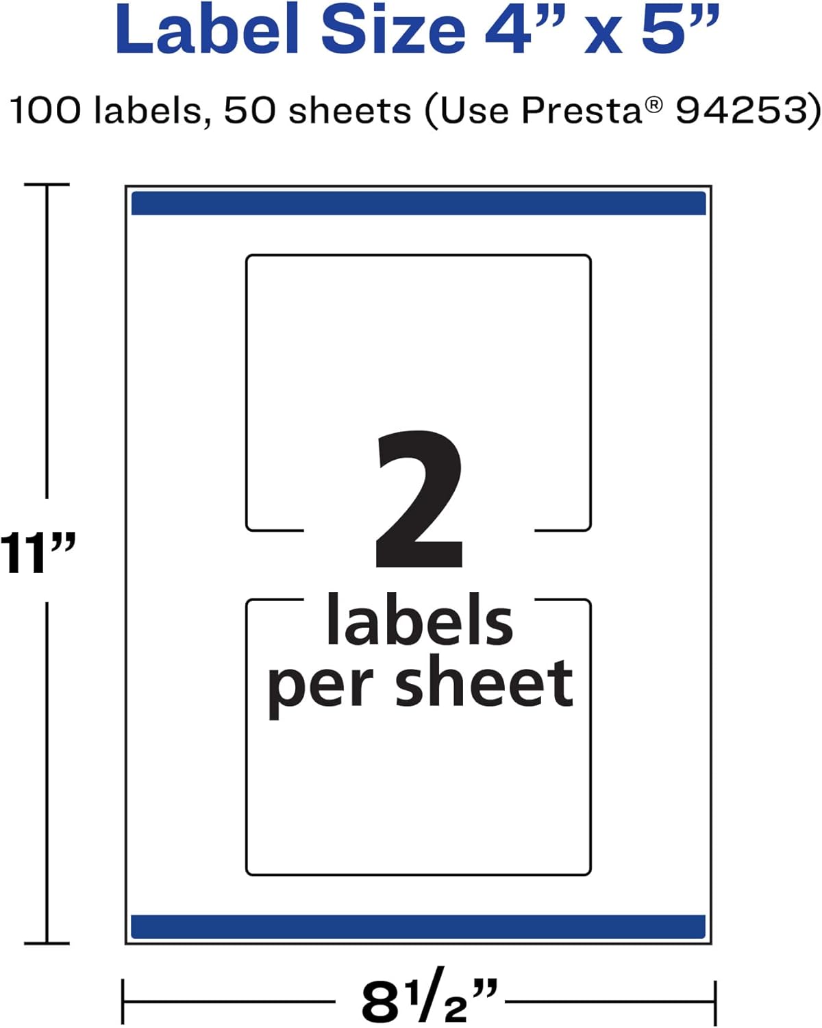 AVERY Matte White Removable Rectangle Labels, Sure Feed Technology, Print-to-The-Edge, 4" x 5", Laser/Inkjet Printable