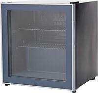 Avanti Beverage Cooler with Glass Door 60 Can Mini Refrigerator for Beer Soda Water 18.25-Inch Wide Freestanding, with Adjustable Temperature Control and Removable Shelves, 1.6-Cu.Ft., Metallic