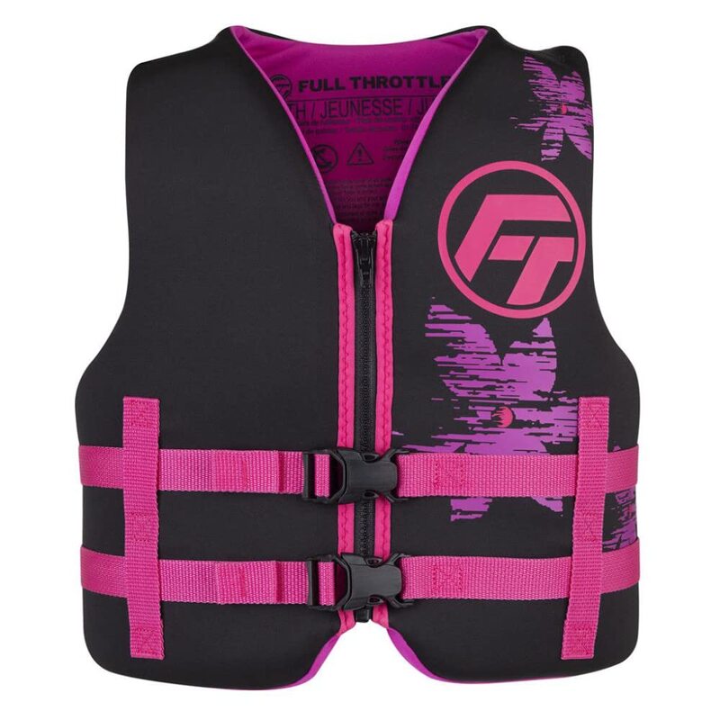 Full Throttle Youth Rapid-Dry Neoprene Life Jacket - Pink/Black